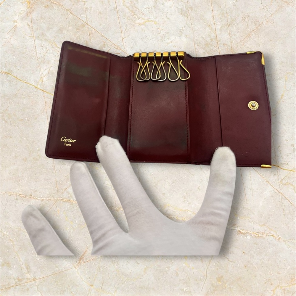 CARTIER Burgundy Leather Key Holder Wallet *VINTAGE* - Picture 6 of 10